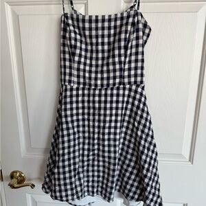 B. Smart Navy and White Checkered Dress